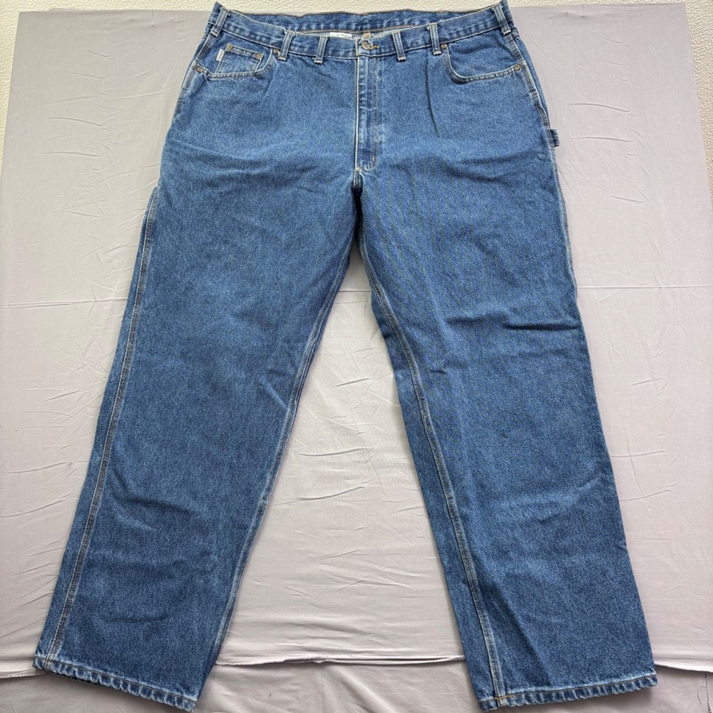 Carhartt B171-DST Relaxed Fit Carpenter Jeans Mens 44x32 Dark Stone Blue Denim - Picture 2 of 9